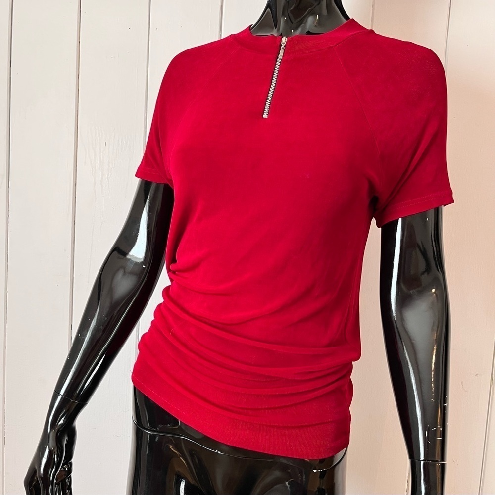 90's Clone Red Half Zip T-shirt.